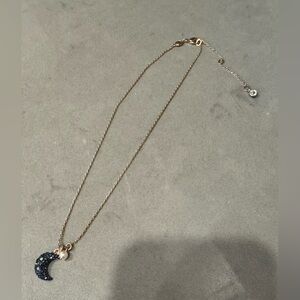 GORGEOUS PERFECT CONDITION Swarovski Rose Gold and Blue Crystal Moon Necklace